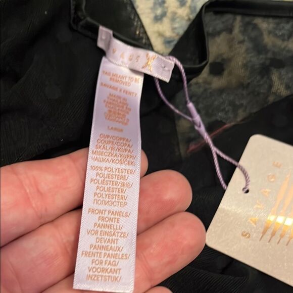 Savage X Fenty Free Spirit Black Floral Embroidered Sheer Night Slip Lingerie - Picture 14 of 16